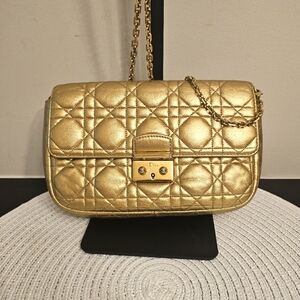 Dior Gold Quilted Crossbody Bag
